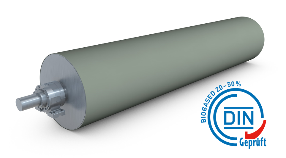 Der AiroGuide Tune Green von Voith ist der erste nach DIN CERTCO zertifizierte Leitwalzenbezug für biobasierte Produkte.