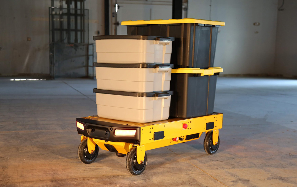 The fully configurable CANVAS Autonomous Cart is used in a wide variety of material moving applications.