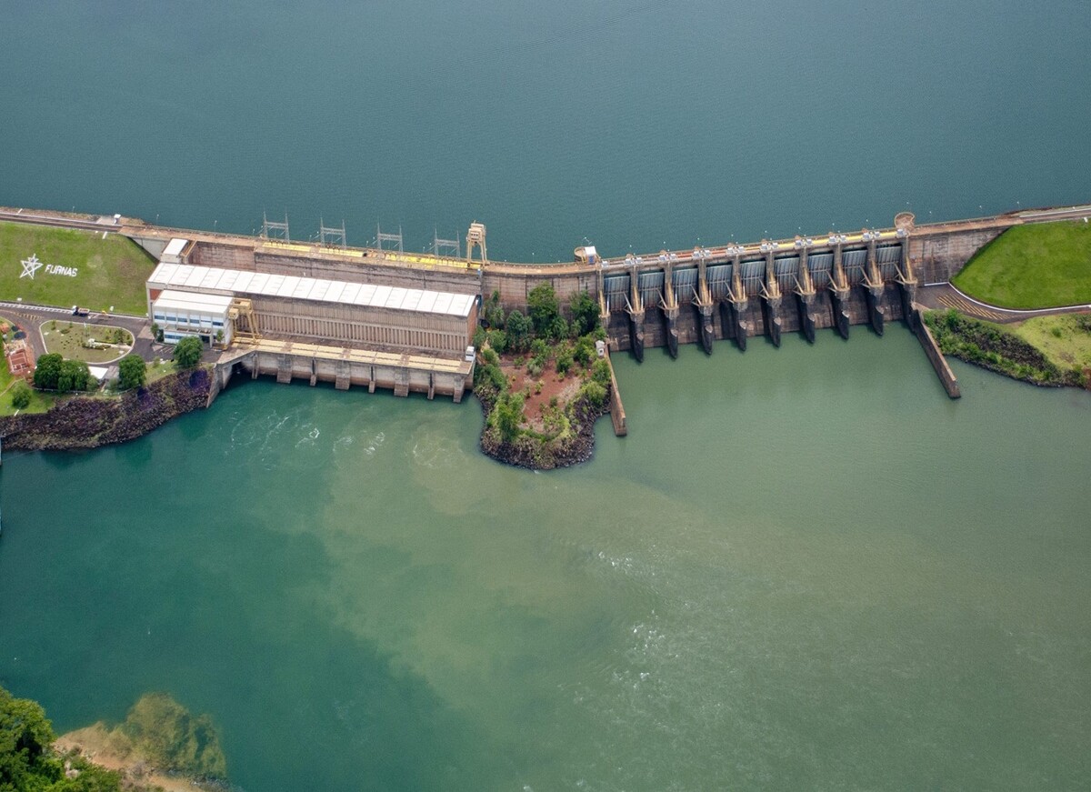 Aerial view of Porto Colombia located on the Grande River