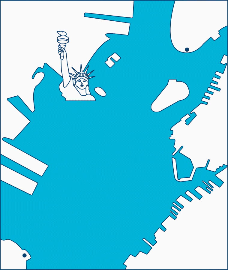 Karte Manhattan Staten Island in New York.