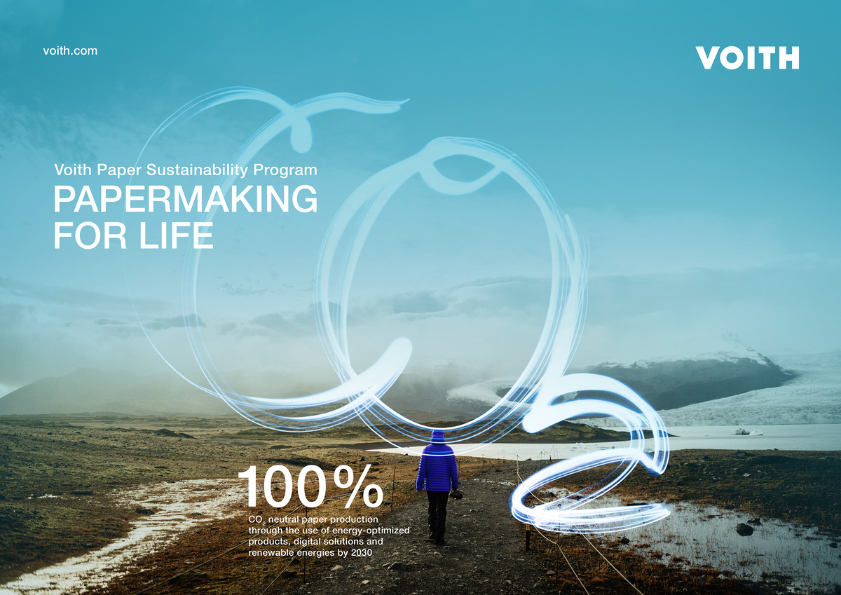 Voith strebt eine 100% CO<sub>2</sub>-neutrale Papierproduktion mit signifikanten Energieeinsparungen bis 2030 an.