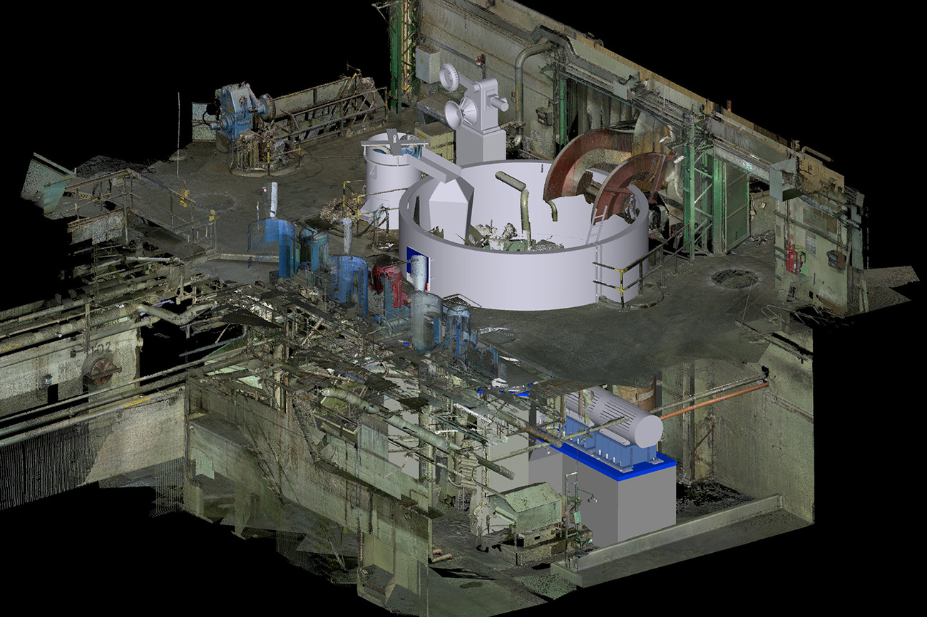 Digital spatial image of a machine and its environment