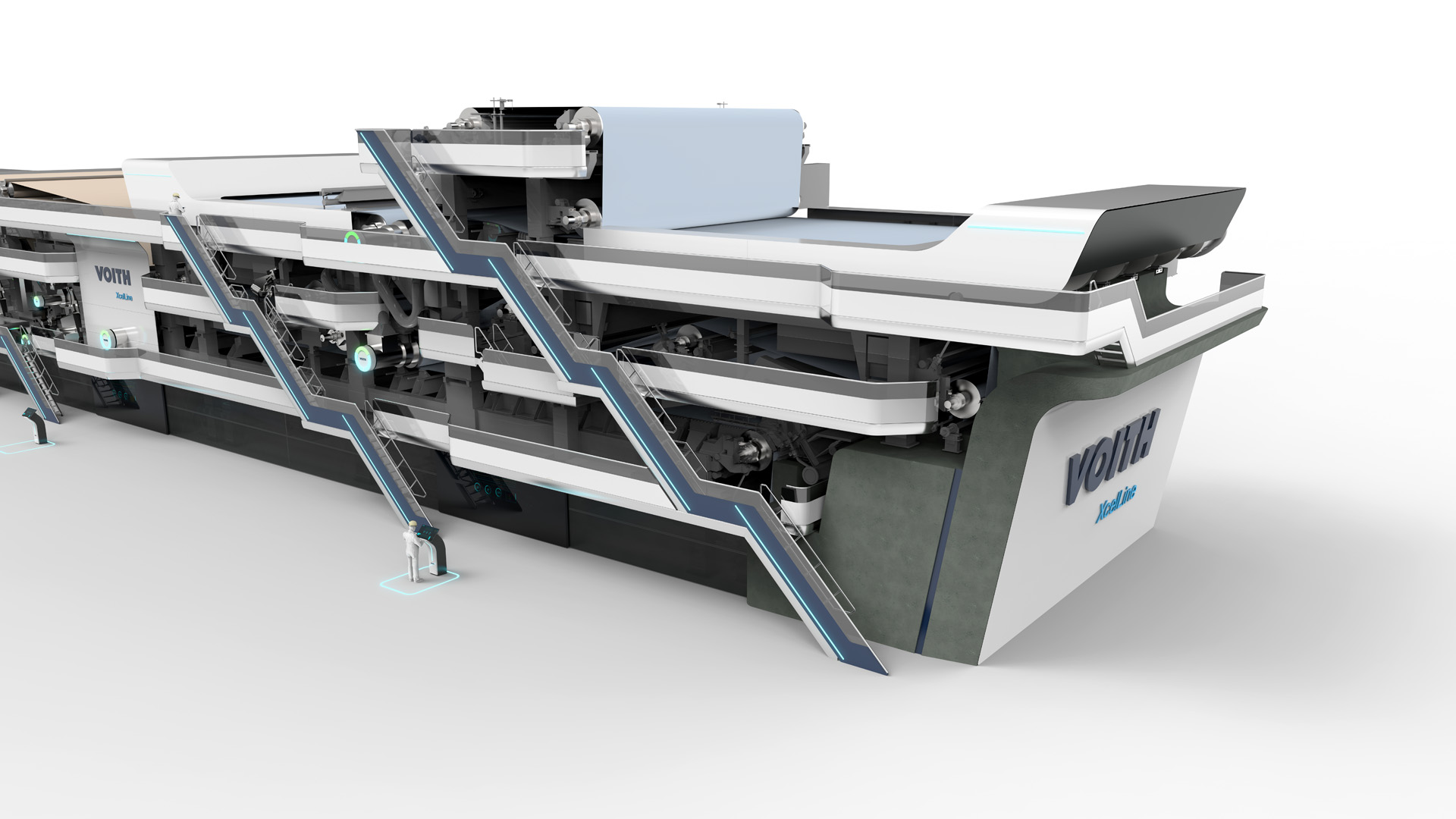 The new concept pays particular attention to the implementation of "Clean Design", for example by increasing cleanliness in the wet area and a uniform appearance. Less contamination reduces the risk of unplanned shutdowns due to web breaks.