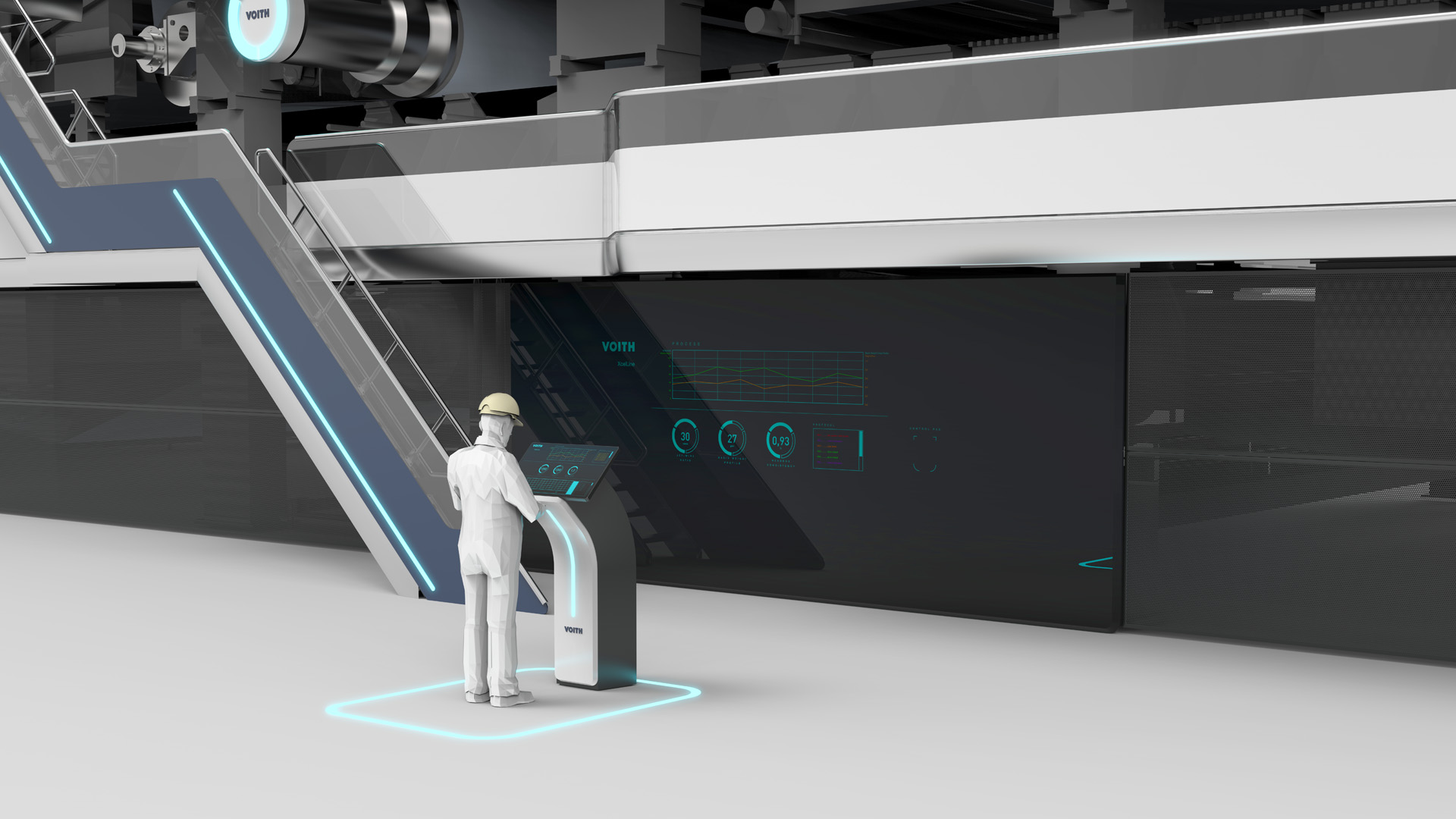 As part of the vision for the future, a uniformly designed operator interface will be introduced from stock preparation to reeling. The human-machine interface adapts to the individual tasks of the users through a role-based operating concept, which at the same time increases ease of maintenance.