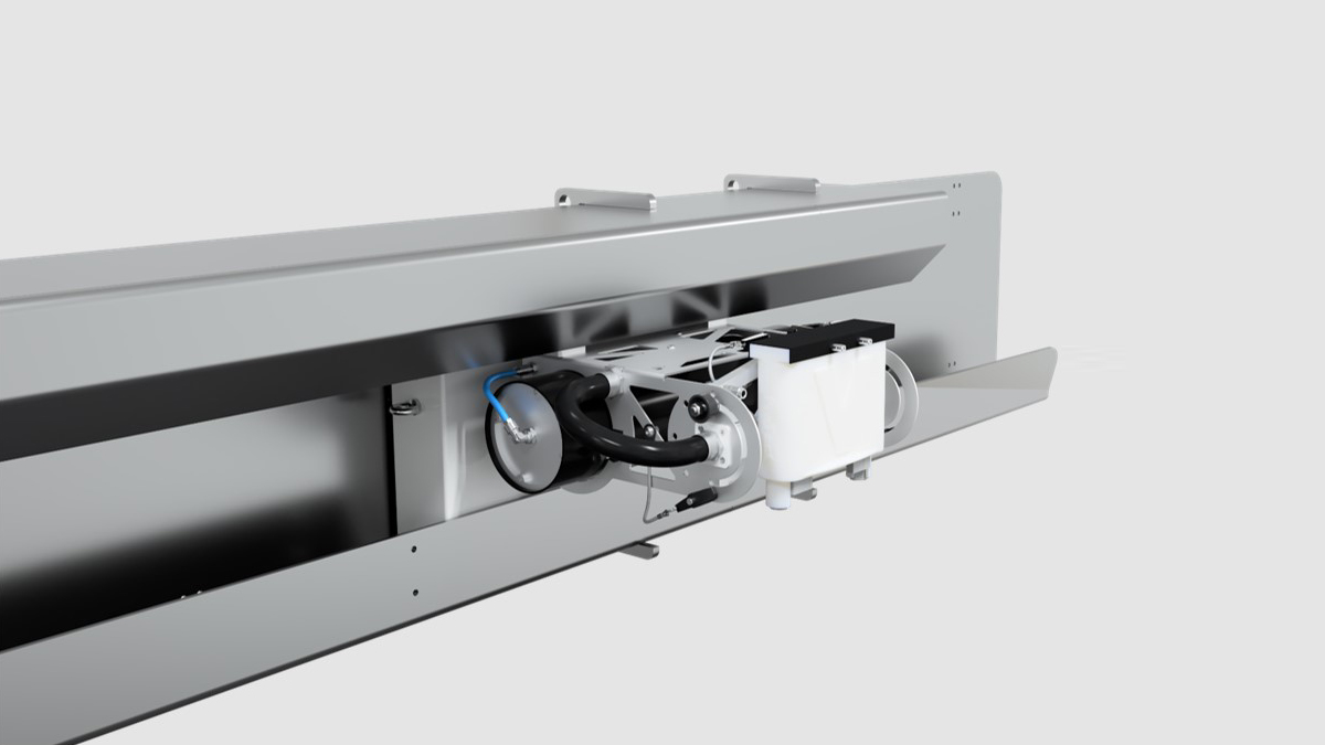 Low effort: ProTect is a carriage and rail system that picks up the felt measuring device brought along and moves it across the machine. Supply and data lines are redundant.