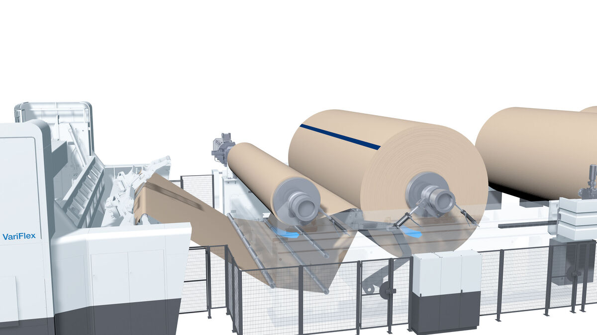 With the new TwinDrive double unwind, paper manufacturers achieve an increase in winding capacity of up to 20 percent. With the new TwinDrive double unwind, paper manufacturers achieve an increase in winding capacity of up to 20 percent.